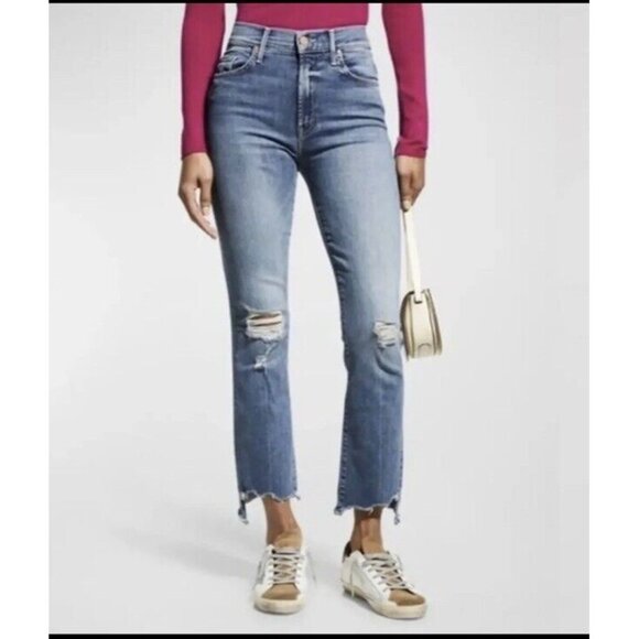 MOTHER Denim The Insider Crop Step Chew Jeans in Dancing On Coals Size 26
